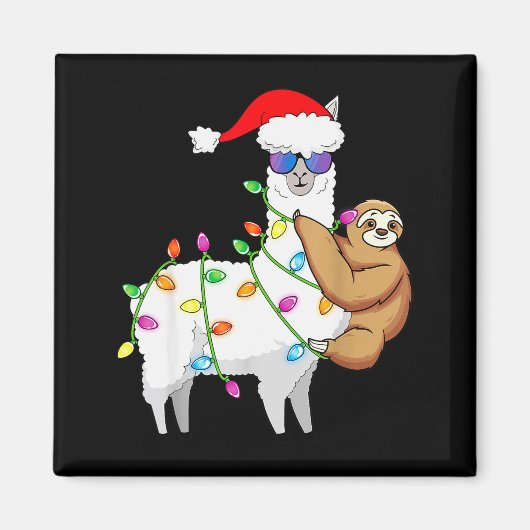 Santa Llama Xmas Funny Llama Sloth Christmas  Magneet (Voorkant)