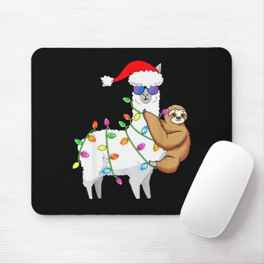 Santa Llama Xmas Funny Llama Sloth Christmas Muismat (Met muis)