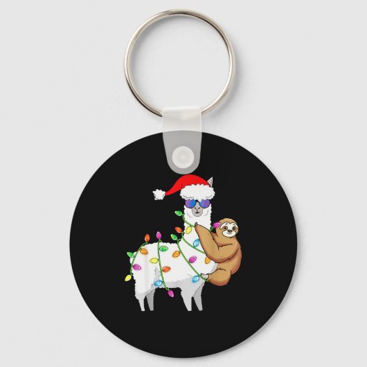 Santa Llama Xmas Funny Llama Sloth Christmas  Sleutelhanger (Voorkant)
