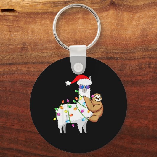 Santa Llama Xmas Funny Llama Sloth Christmas  Sleutelhanger (Voorkant)