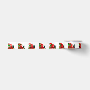 Santa Loading Sleigh White Ribbon Satijnen Lint