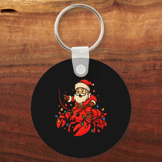 Santa Lobster Christmas Pajama Santa Riding Lobste Sleutelhanger (Voorkant)