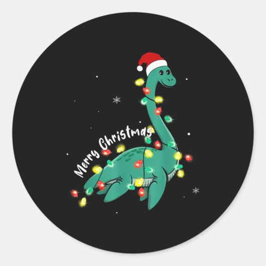 Santa Loch Ness Monster Christmas Nessie Boys Girl Ronde Sticker (Voorkant)