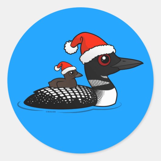 Santa Loon Ronde Sticker (Voorkant)