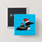 Santa Loon Vierkante Button 5,1 Cm (Voorkant /achterkant)