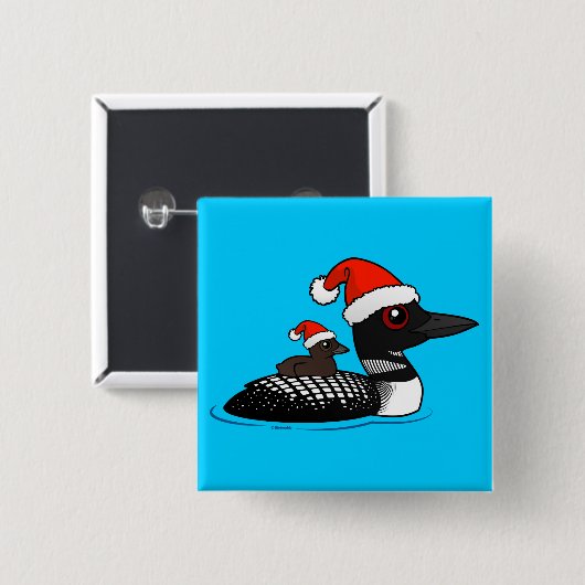 Santa Loon Vierkante Button 5,1 Cm (Voorkant /achterkant)