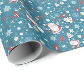 Santa Love Pattern Cadeaupapier (Rol Hoek)