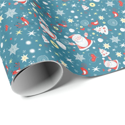 Santa Love Pattern Cadeaupapier (Rol Hoek)