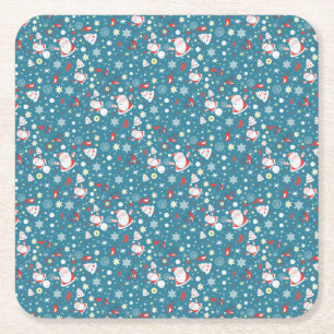 Santa Love Pattern Kartonnen Onderzetters