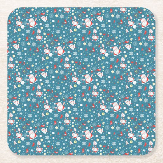 Santa Love Pattern Kartonnen Onderzetters (Voorkant)