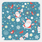 Santa Love Pattern Vierkante Sticker (Voorkant)