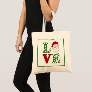 Santa Love Retro Typografie Tote Bag