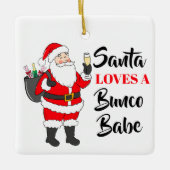 Santa Loves A Bunco Babe Funny Wine Custom Keramisch Ornament (Voorkant)