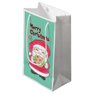 Santa Loves Cookies Gift Bag Klein Cadeauzakje