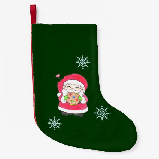 Santa Loves Cookies Kleine Kerstsok (Voorkant)