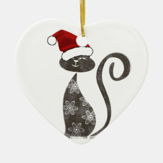 Santa Loves Katten Ornament Heart