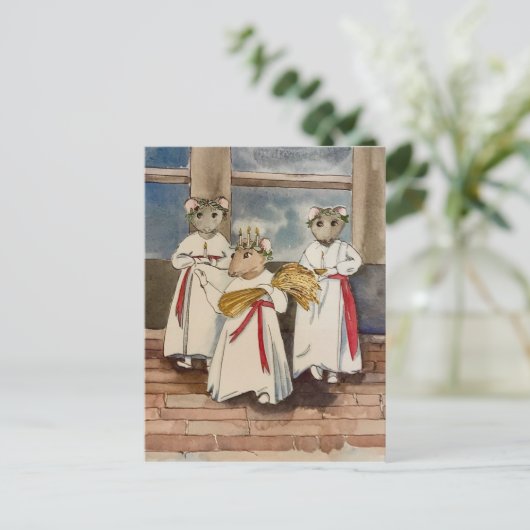 Santa Lucia en kerstgroeten Feestdagenkaart (Staand voorkant)