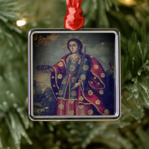 Santa Lucia in de stijl van de Cusco School Metalen Ornament