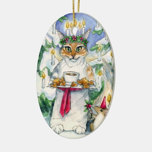 Santa Lucia kerstkat-versiering Keramisch Ornament (Links)