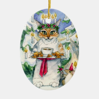 Santa Lucia kerstkat-versiering Keramisch Ornament