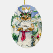 Santa Lucia kerstkat-versiering Keramisch Ornament (Achterkant)