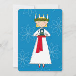 Santa Lucia Zweedse kerstkaart<br><div class="desc">Een zoete Santa Lucia die in een retro-geïnspireerde stijl is getekend,  draagt een dienblad koffie terwijl ze licht brengt in de korte winterdagen - vier alle dingen in Scandinavië zoals je iemand liefhebt en koffie met deze schattige kaart!</div>