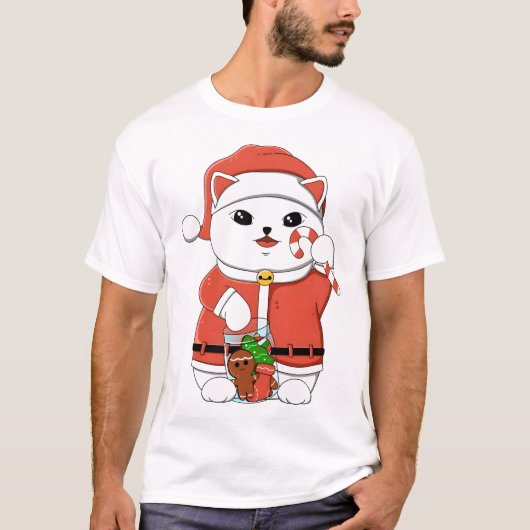 Santa Lucky Cat T-shirt (Voorkant)