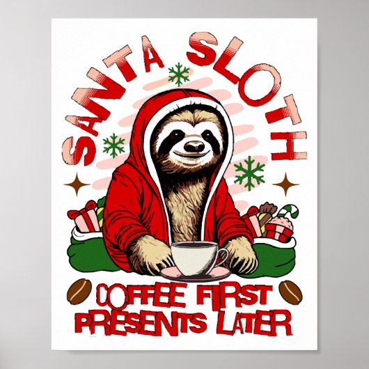 Santa luiaard nippen koffie poster (Voorkant)