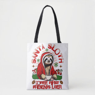 Santa luiaard nippen koffie tote bag