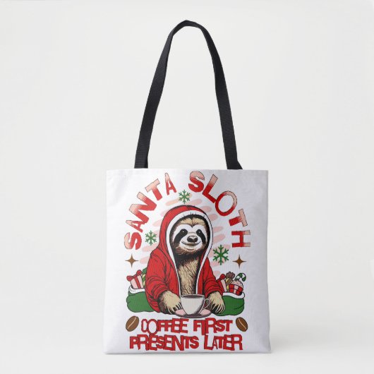 Santa luiaard nippen koffie tote bag (Voorkant)