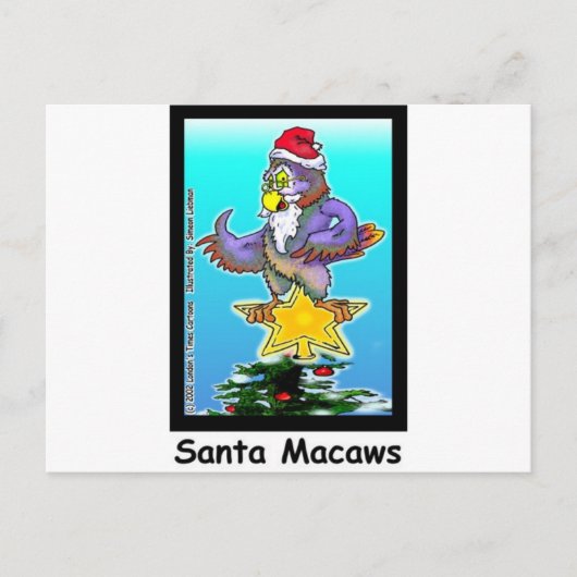 Santa Macaws Funny kerstcadeautjes en T - shirts Feestdagenkaart (Voorkant)