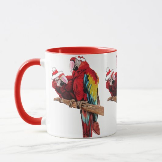Santa Macaws Mok Red (Links)