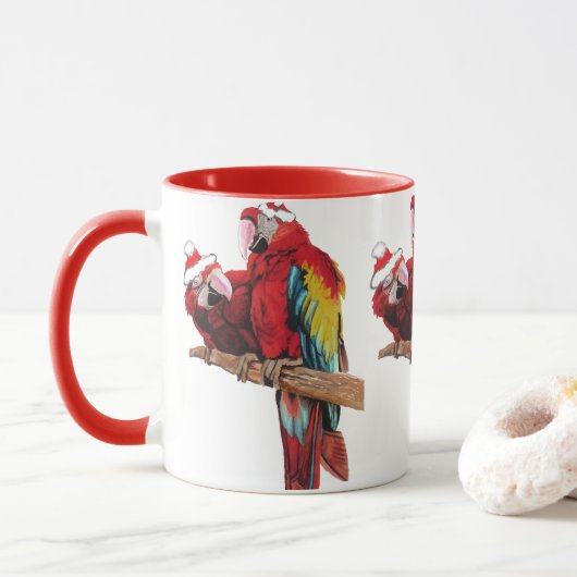 Santa Macaws Mok Red (Met donut)