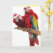 Santa Macaws Red Parrot kerstkaart Kaart (Gele Bloem)