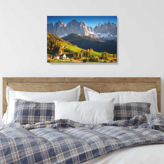 Santa Maddalena bergdorp in herfstdoek Canvas Afdruk (Insitu (Slaapkamer))
