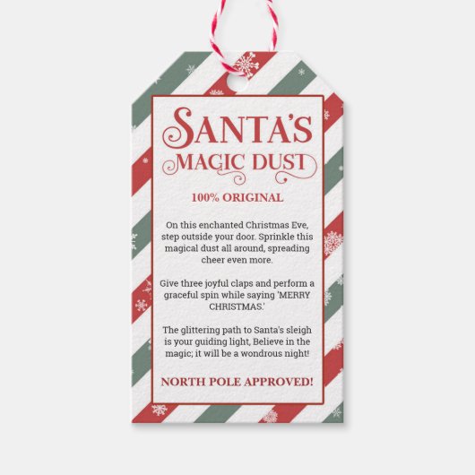 Santa Magic Dust Kerstmis Noordpool goedgekeurd Cadeaulabel (Voorkant)