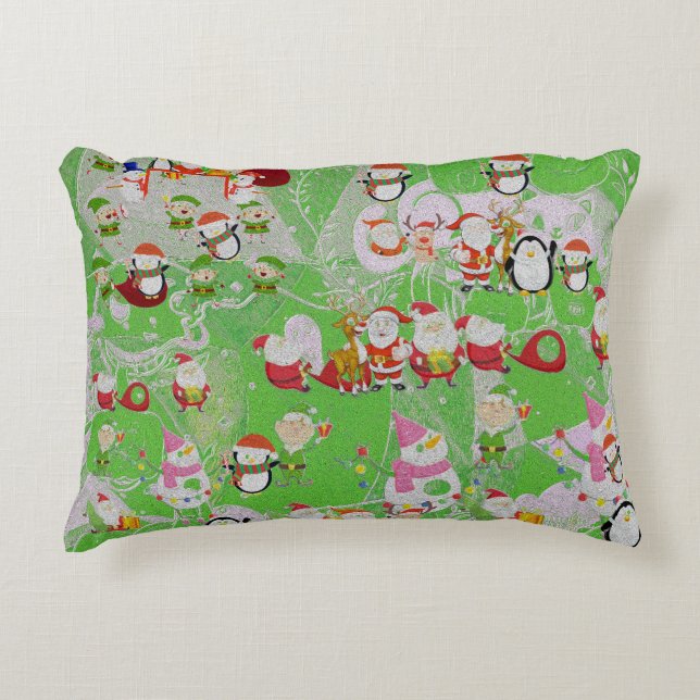 Santa Magical Green New Year Accent Kussen (Voorkant)