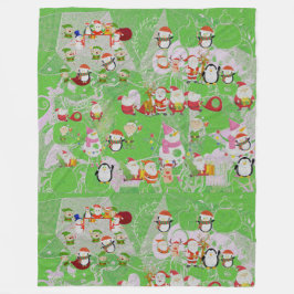 Santa Magical Green New Year  Fleece Deken