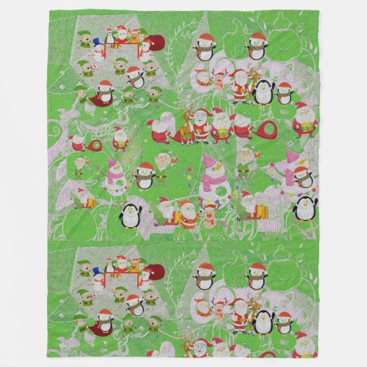 Santa Magical Green New Year Fleece Deken (Voorkant)