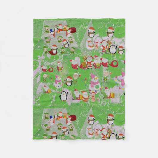 Santa Magical Green New Year  Fleece Deken (Voorkant)
