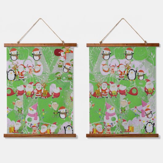 Santa Magical Green New Year Hangend Wandkleed (Dubbel)