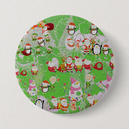 Santa Magical Green New Year Ronde Button 7,6 Cm