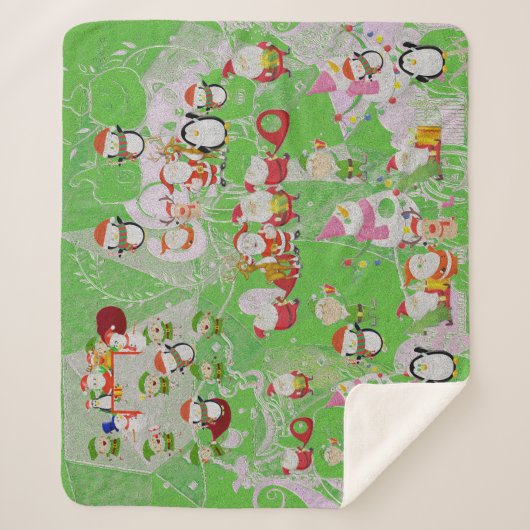 Santa Magical Green New Year Sherpa Deken (Voorkant)