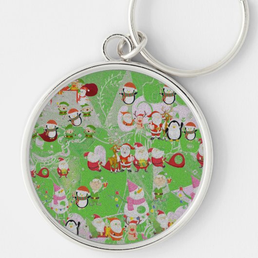 Santa Magical Green New Year Sleutelhanger (Voorkant)