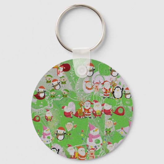 Santa Magical Green New Year Sleutelhanger (Voorkant)