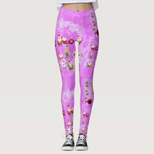 Santa Magical Pink New Year Leggings (Voorkant)