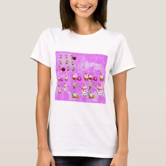 Santa Magical Pink New Year T-shirt (Voorkant)