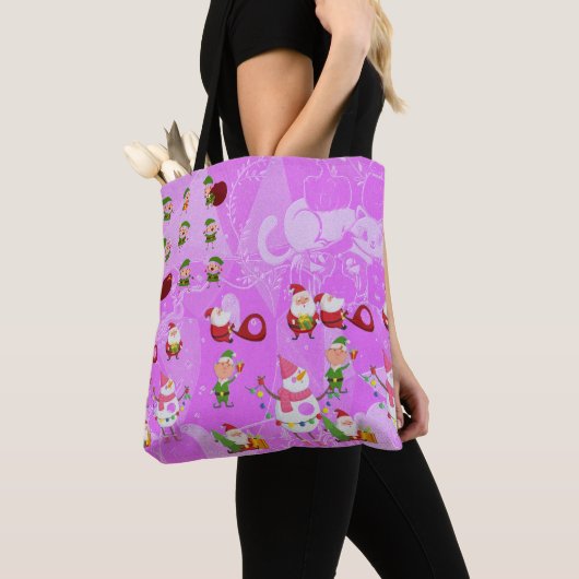 Santa Magical Pink New Year Tote Bag (Dichtbij)