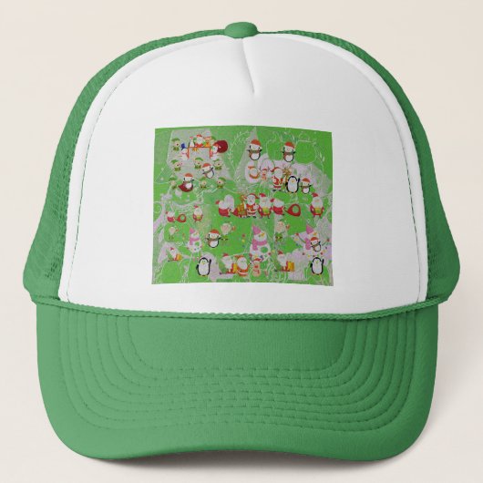 Santa Magisch Groen Nieuwjaar Trucker Pet (Voorkant)