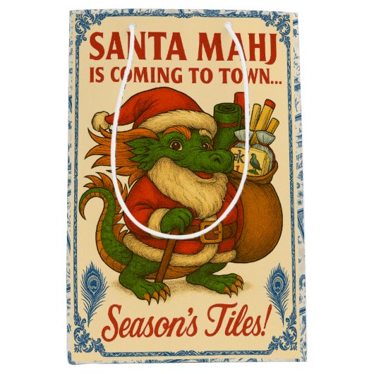 Santa Mahj Cadeaubag Medium Cadeauzakje (Voorkant)